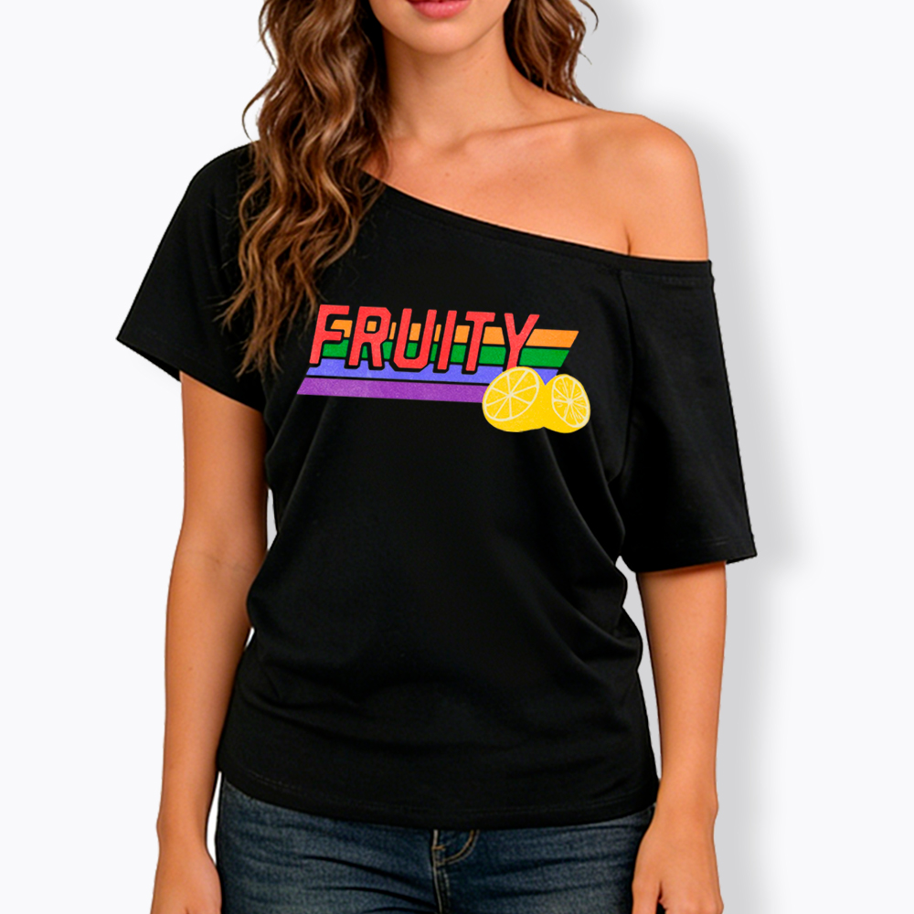 Fruity LBGTQ Pride Off Shoulder T-Shirt