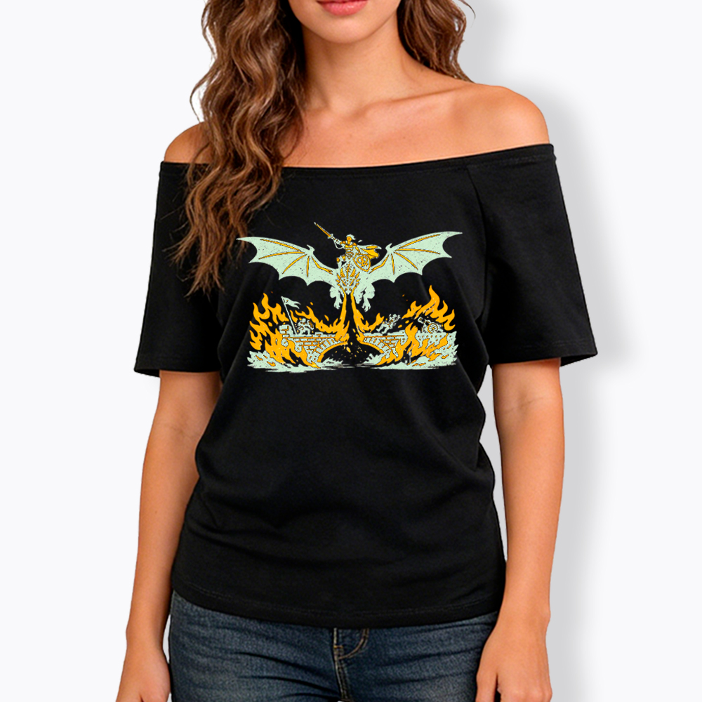 Subtle Lesbian Dragon Off Shoulder T-Shirt