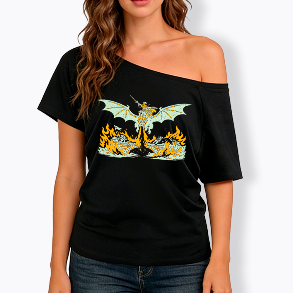 Subtle Lesbian Dragon Off Shoulder T-Shirt