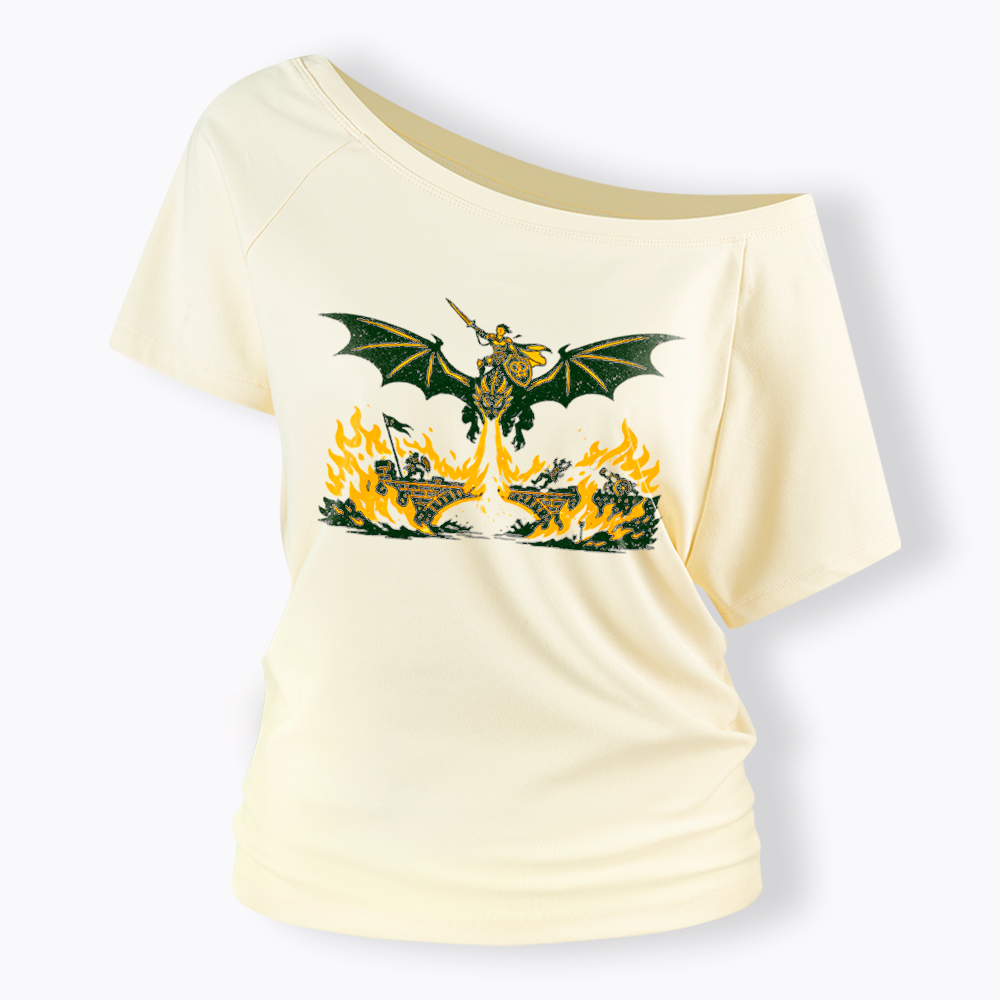 Subtle Lesbian Dragon Off Shoulder T-Shirt