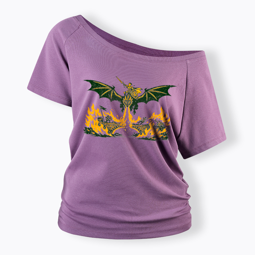 Subtle Lesbian Dragon Off Shoulder T-Shirt