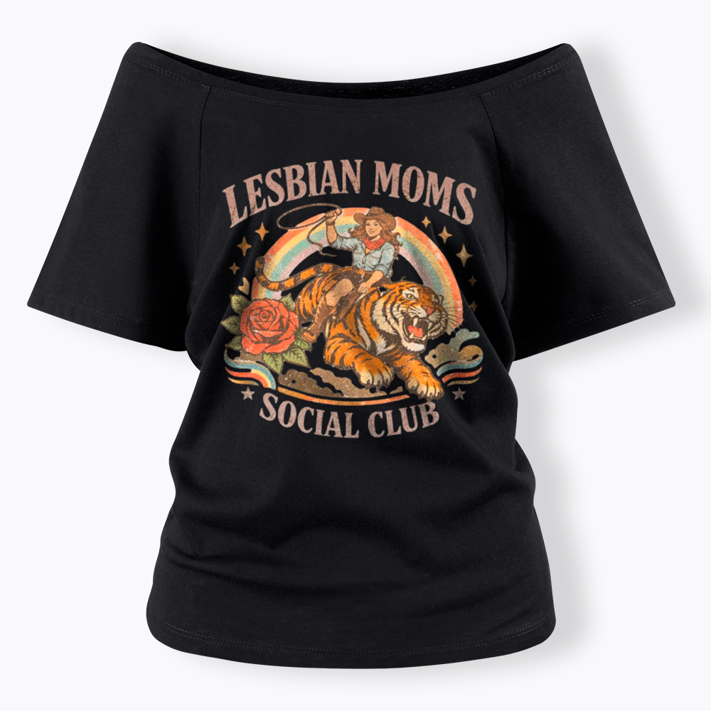 Lesbian Mom Off Shoulder T-Shirt