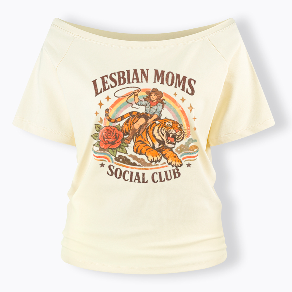 Lesbian Mom Off Shoulder T-Shirt
