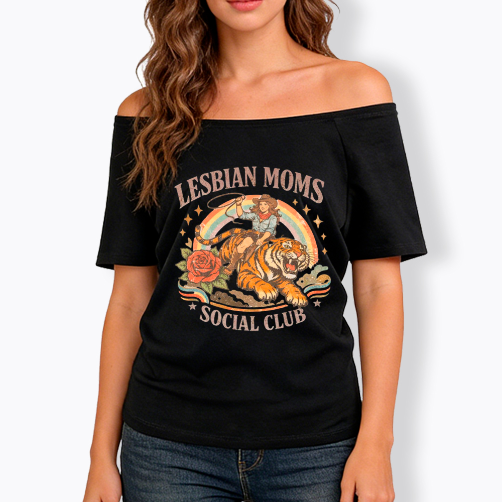 Lesbian Mom Off Shoulder T-Shirt