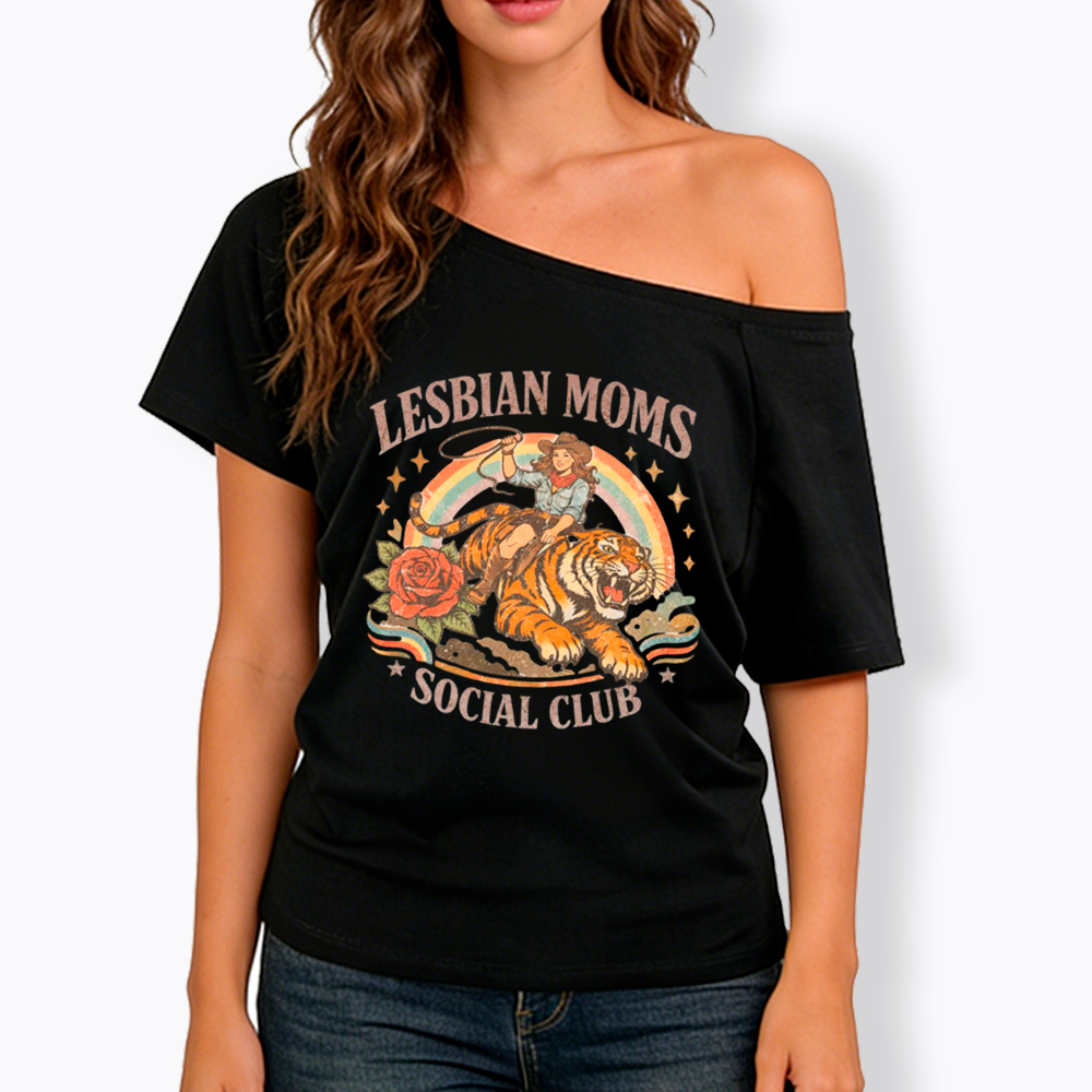 Lesbian Mom Off Shoulder T-Shirt