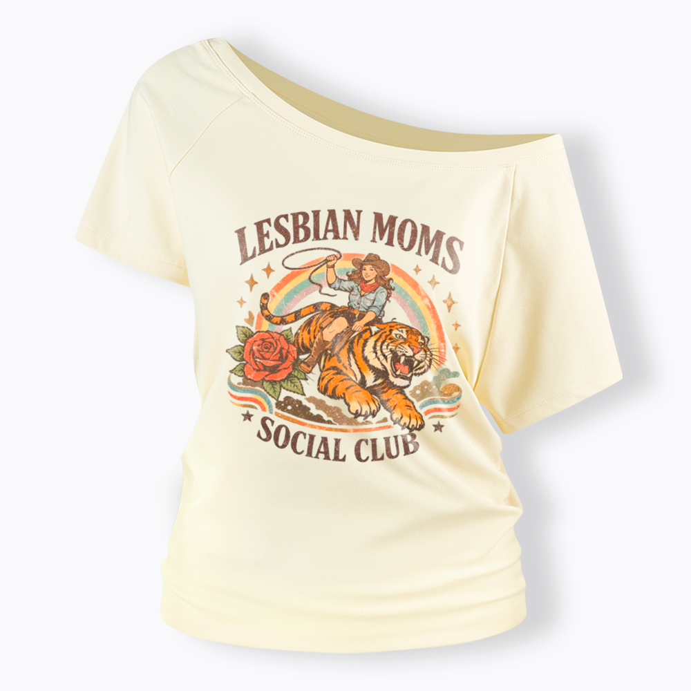 Lesbian Mom Off Shoulder T-Shirt