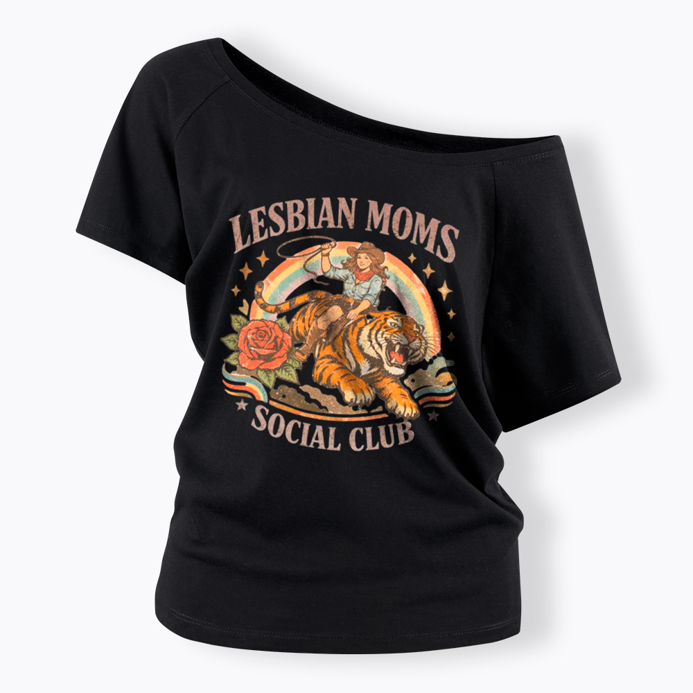 Lesbian Mom Off Shoulder T-Shirt