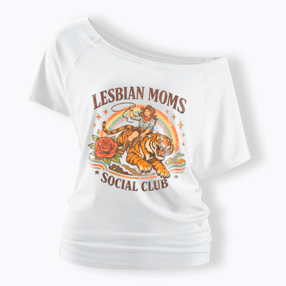 Lesbian Mom Off Shoulder T-Shirt
