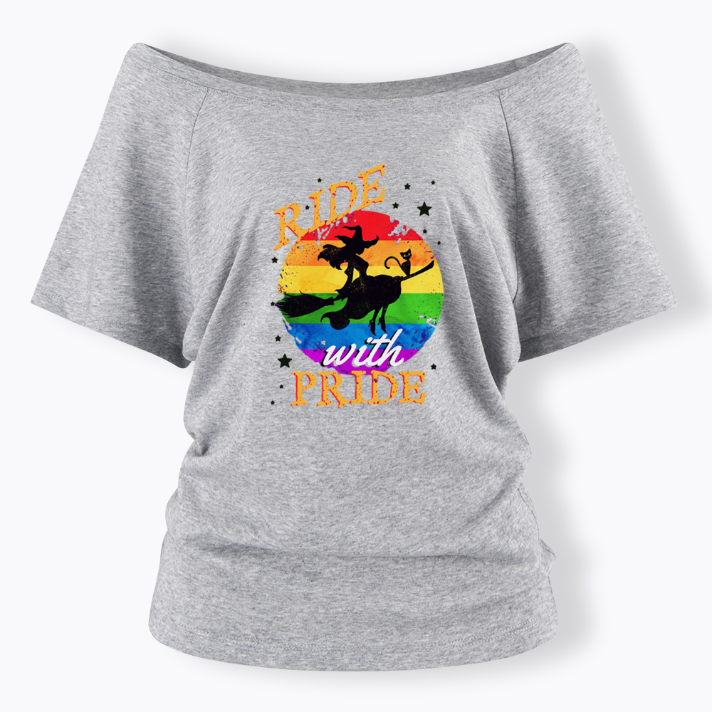 Ride with Pride Rainbow Off Shoulder T-shirt