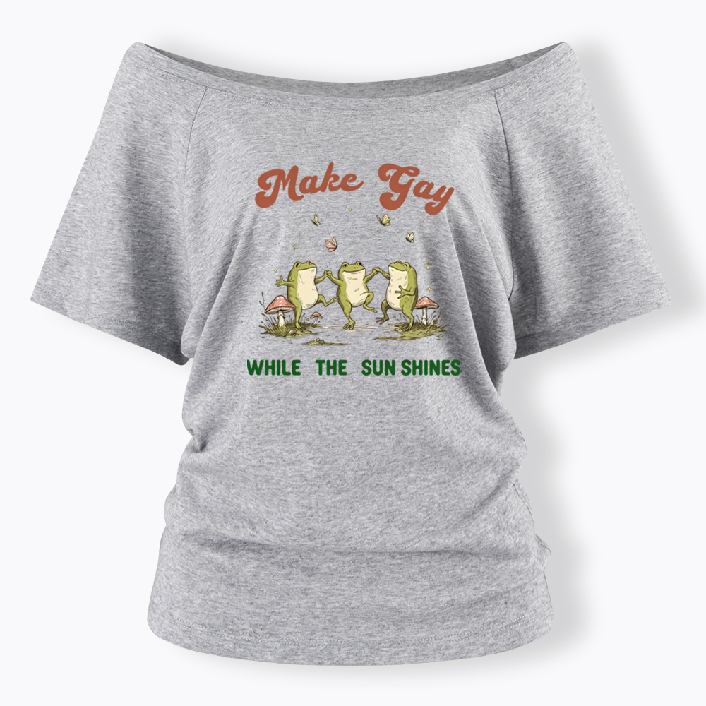 Tap Water Buddies Frog Off Shoulder T-shirt