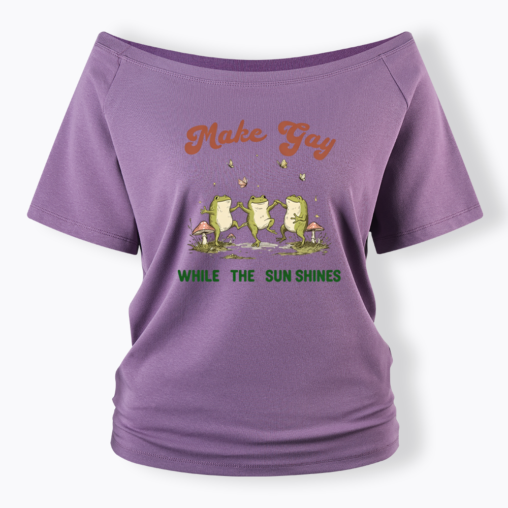 Tap Water Buddies Frog Off Shoulder T-shirt