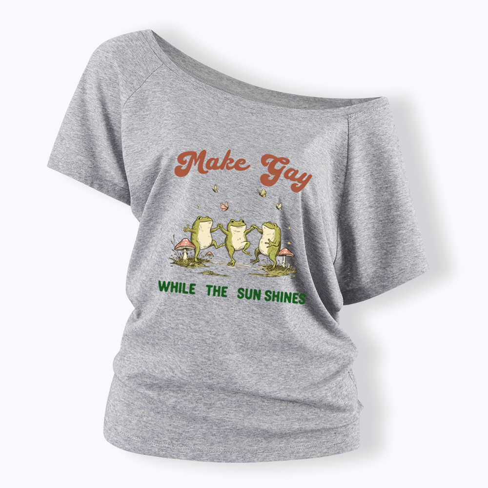 Tap Water Buddies Frog Off Shoulder T-shirt