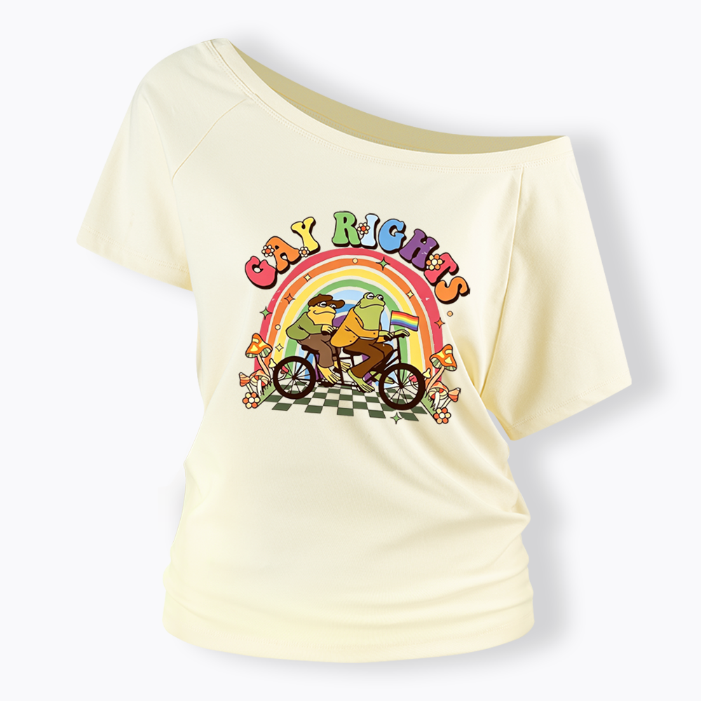 Frog And Toad Gay Rights Off Shoulder T-shirt