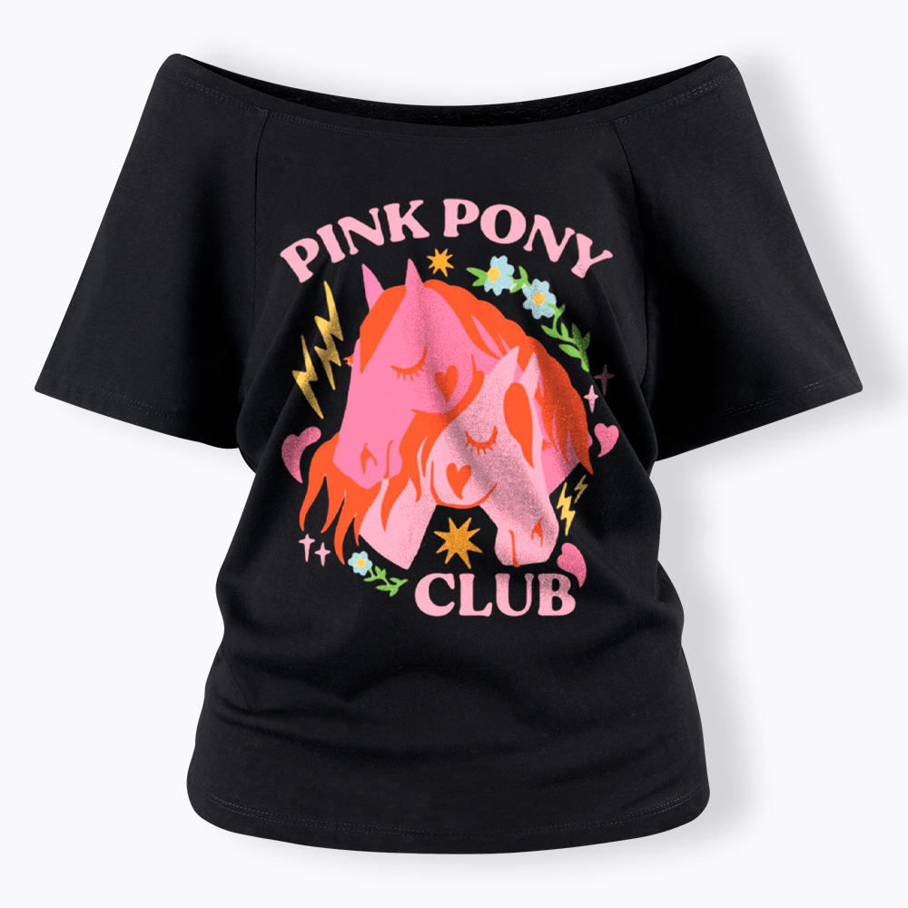 Pink Pony Off Shoulder T-Shirt