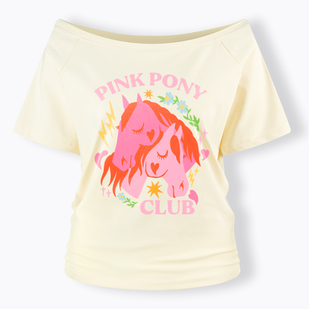 Pink Pony Off Shoulder T-Shirt