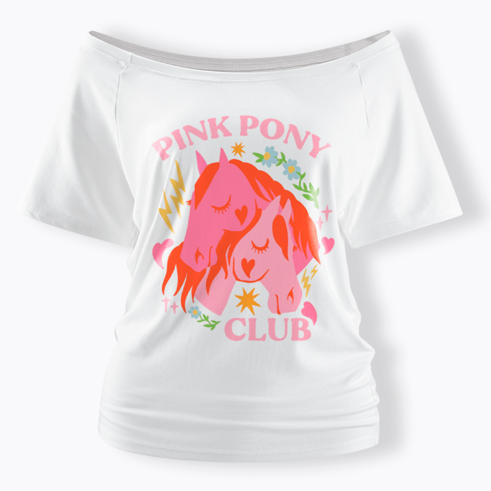 Pink Pony Off Shoulder T-Shirt