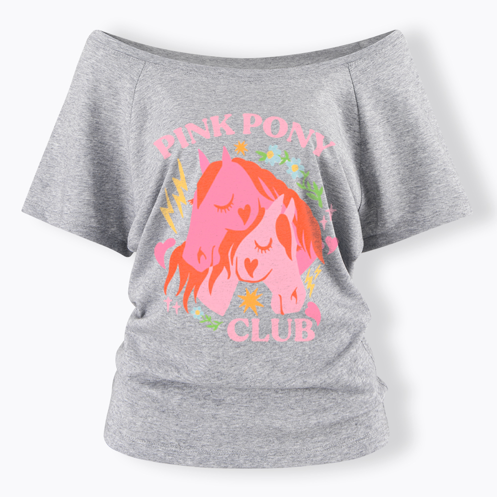 Pink Pony Off Shoulder T-Shirt
