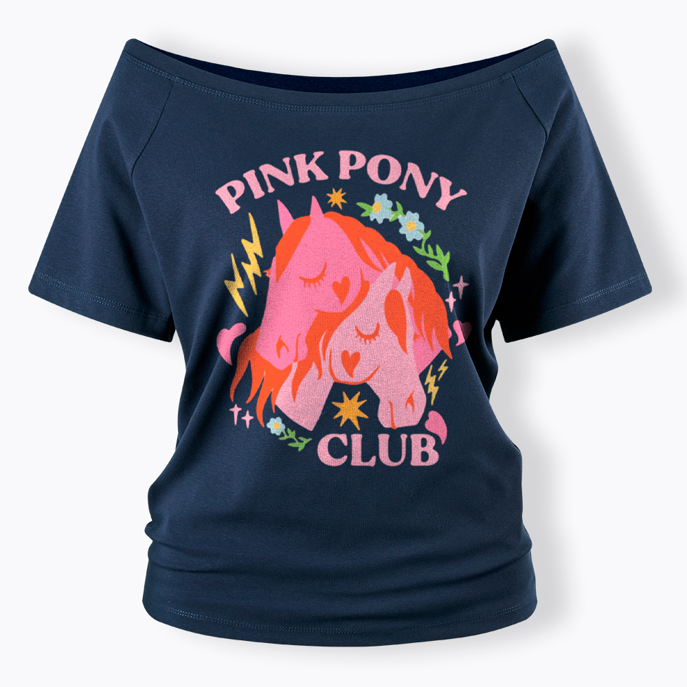 Pink Pony Off Shoulder T-Shirt