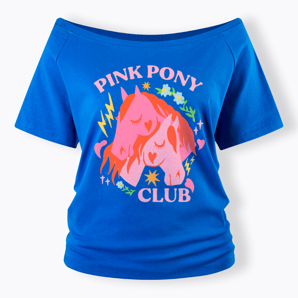 Pink Pony Off Shoulder T-Shirt
