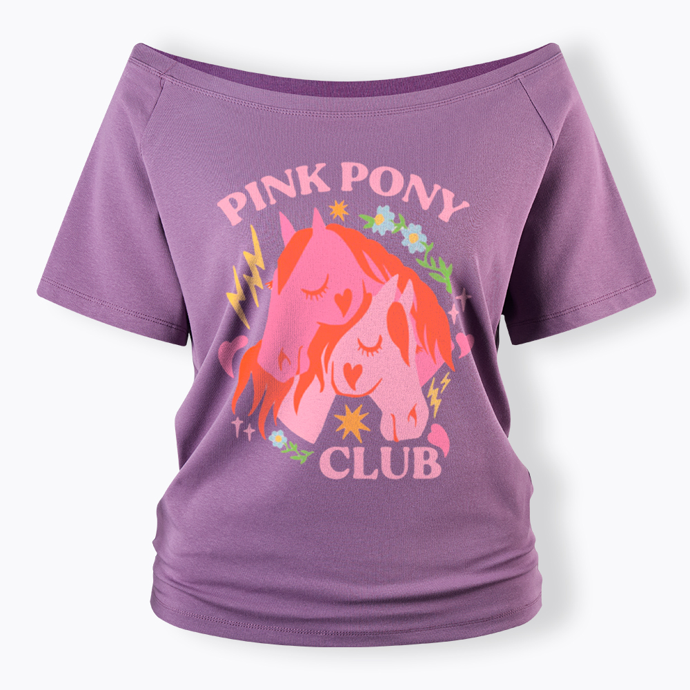 Pink Pony Off Shoulder T-Shirt