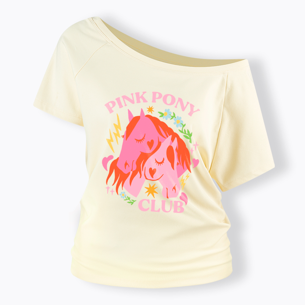 Pink Pony Off Shoulder T-Shirt