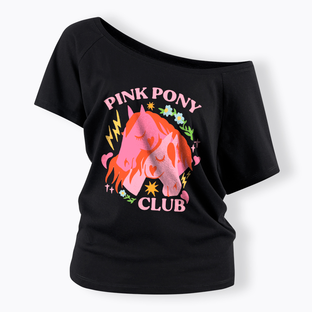 Pink Pony Off Shoulder T-Shirt