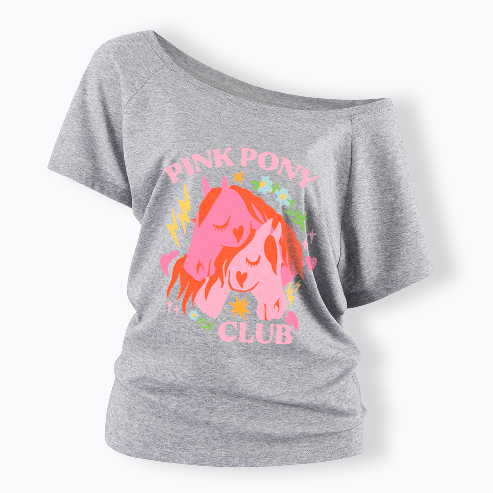 Pink Pony Off Shoulder T-Shirt