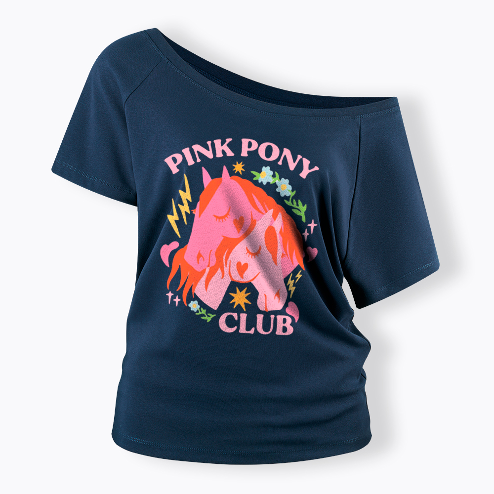 Pink Pony Off Shoulder T-Shirt