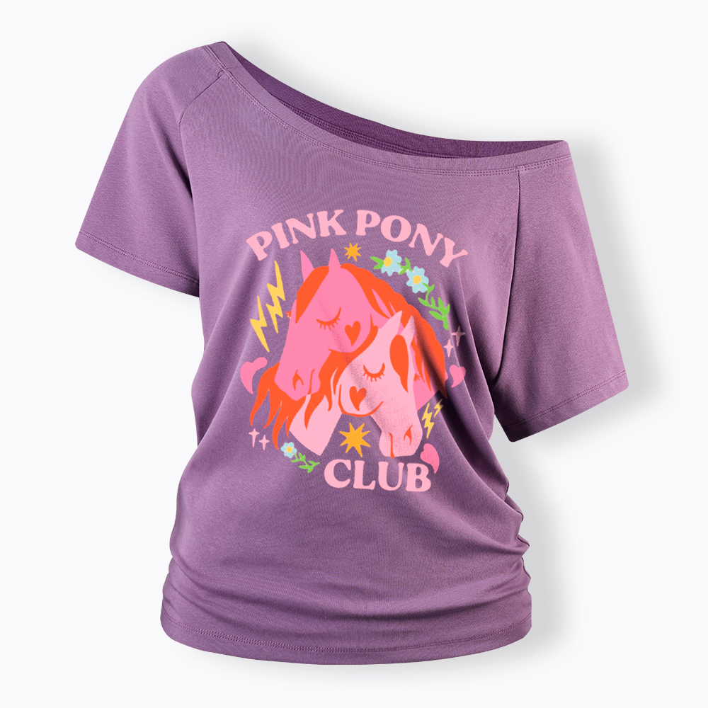 Pink Pony Off Shoulder T-Shirt