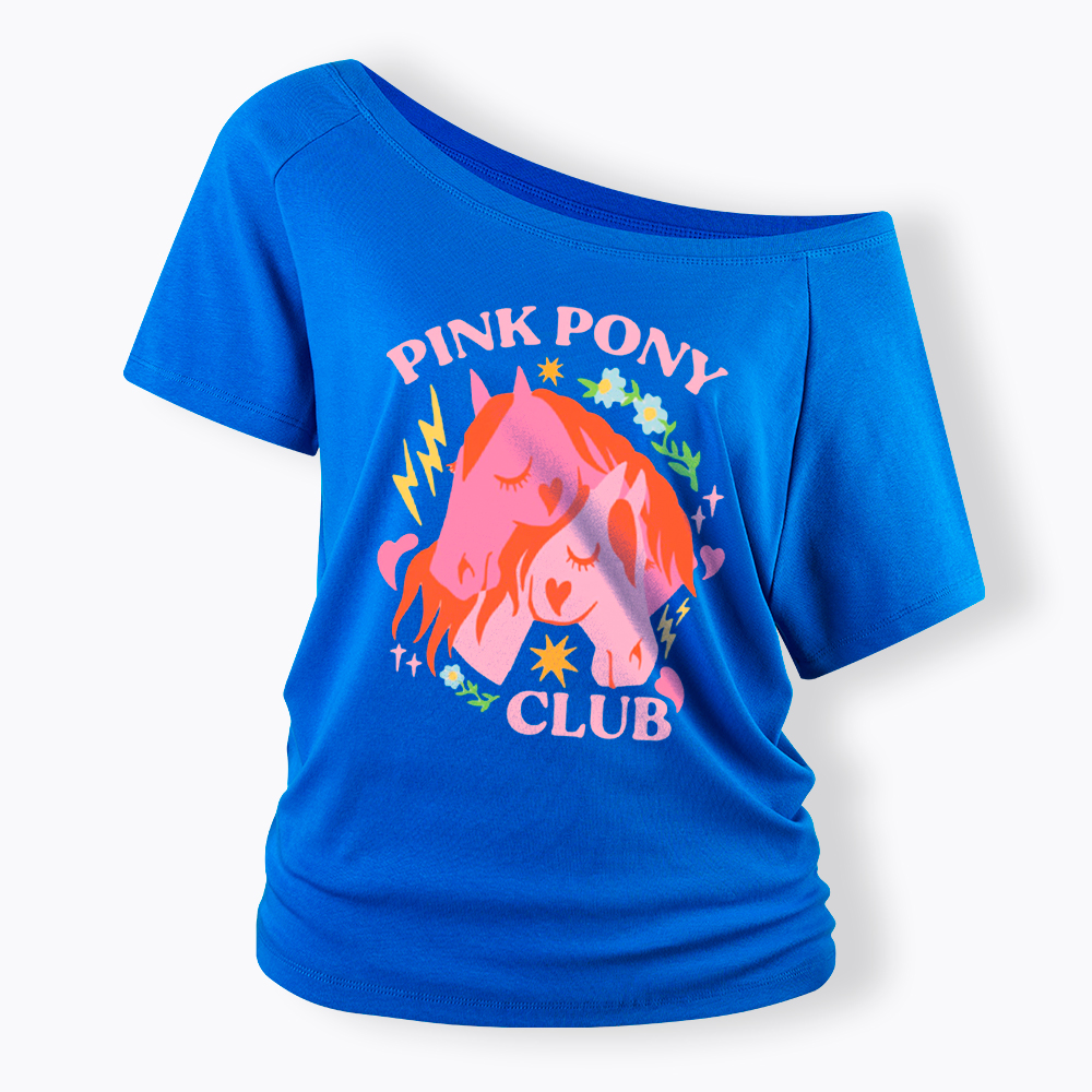 Pink Pony Off Shoulder T-Shirt