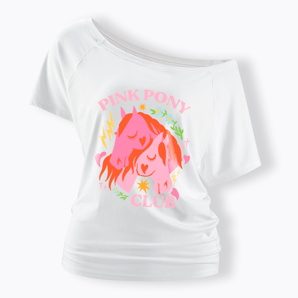 Pink Pony Off Shoulder T-Shirt