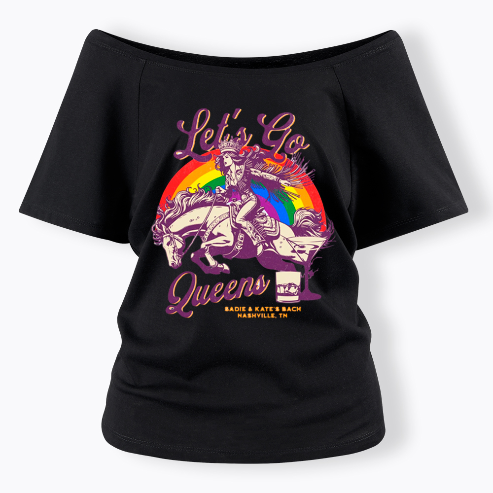 Let's Go Queens Bachelorette Party Off Shoulder T-Shirt