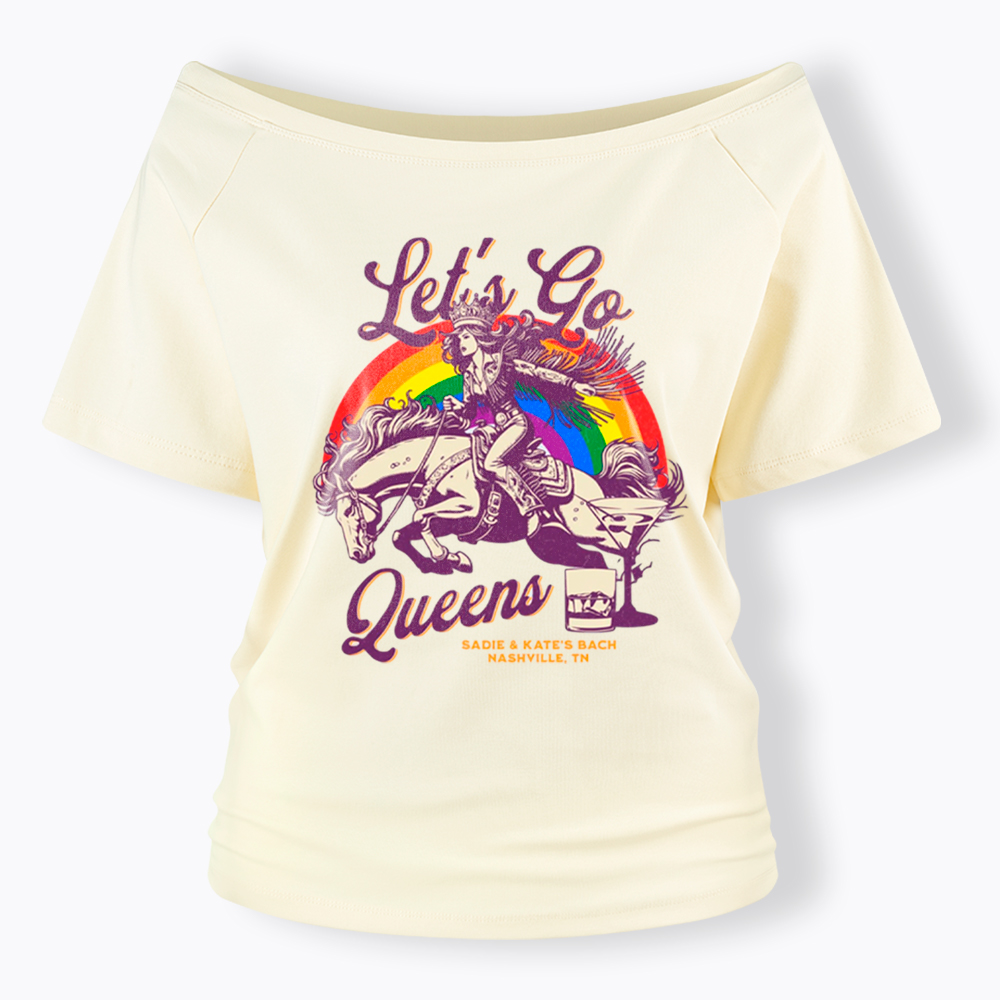 Let's Go Queens Bachelorette Party Off Shoulder T-Shirt