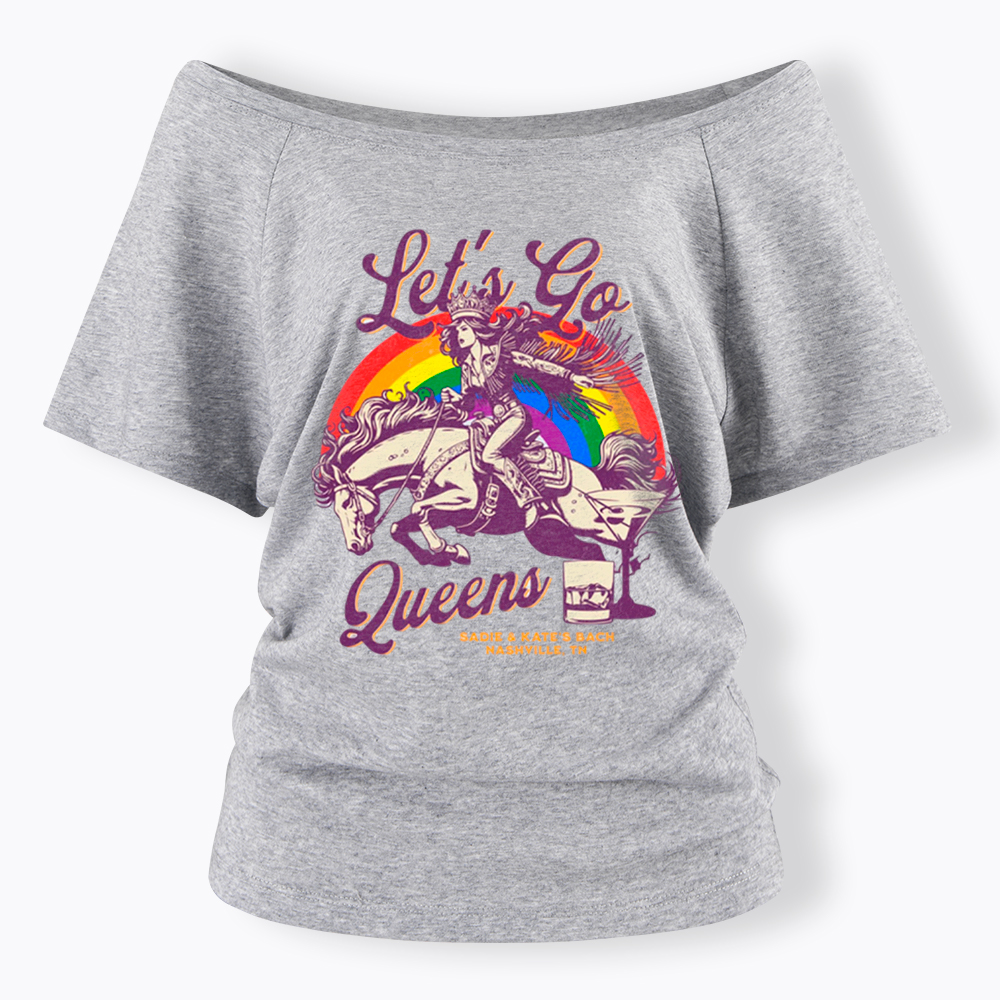 Let's Go Queens Bachelorette Party Off Shoulder T-Shirt
