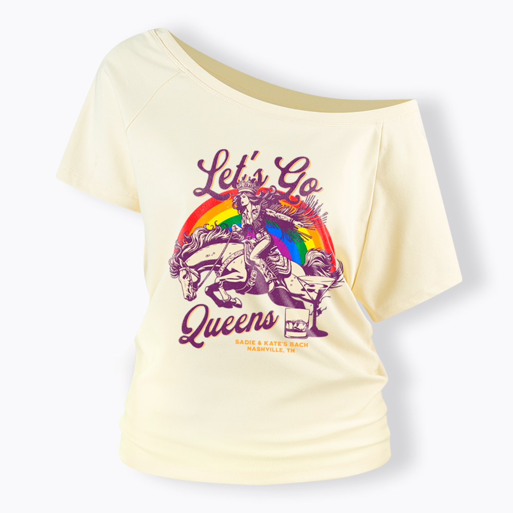 Let's Go Queens Bachelorette Party Off Shoulder T-Shirt