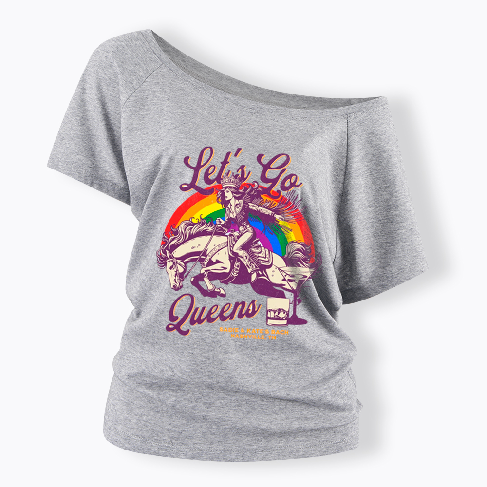 Let's Go Queens Bachelorette Party Off Shoulder T-Shirt