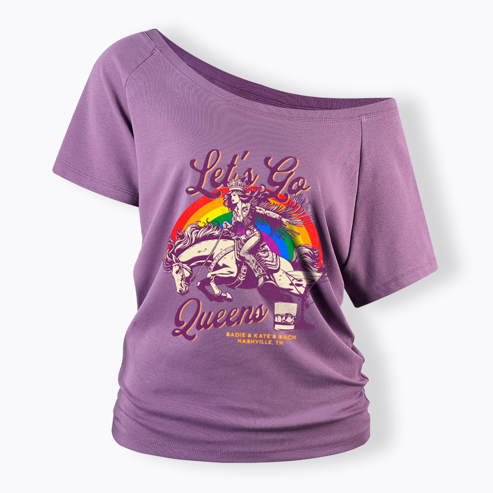 Let's Go Queens Bachelorette Party Off Shoulder T-Shirt