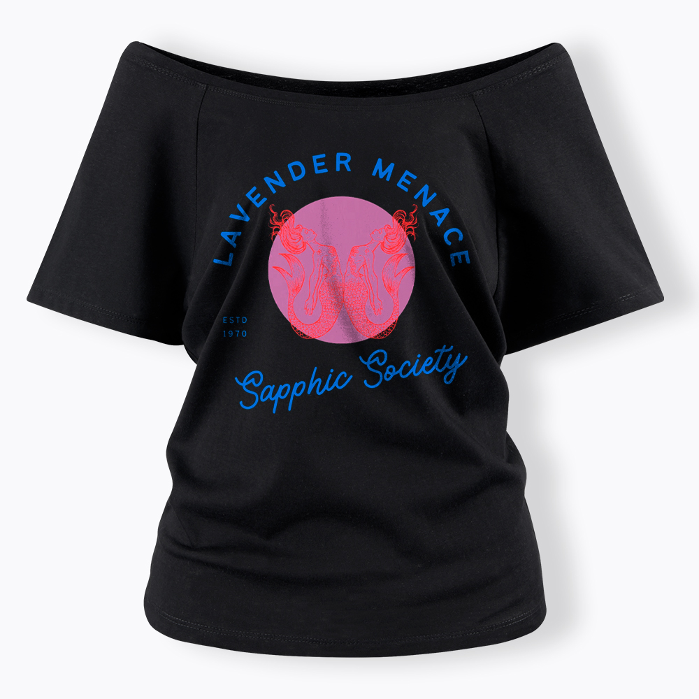 Lavender Menace Subtle Lesbian Off Shoulder T-Shirt