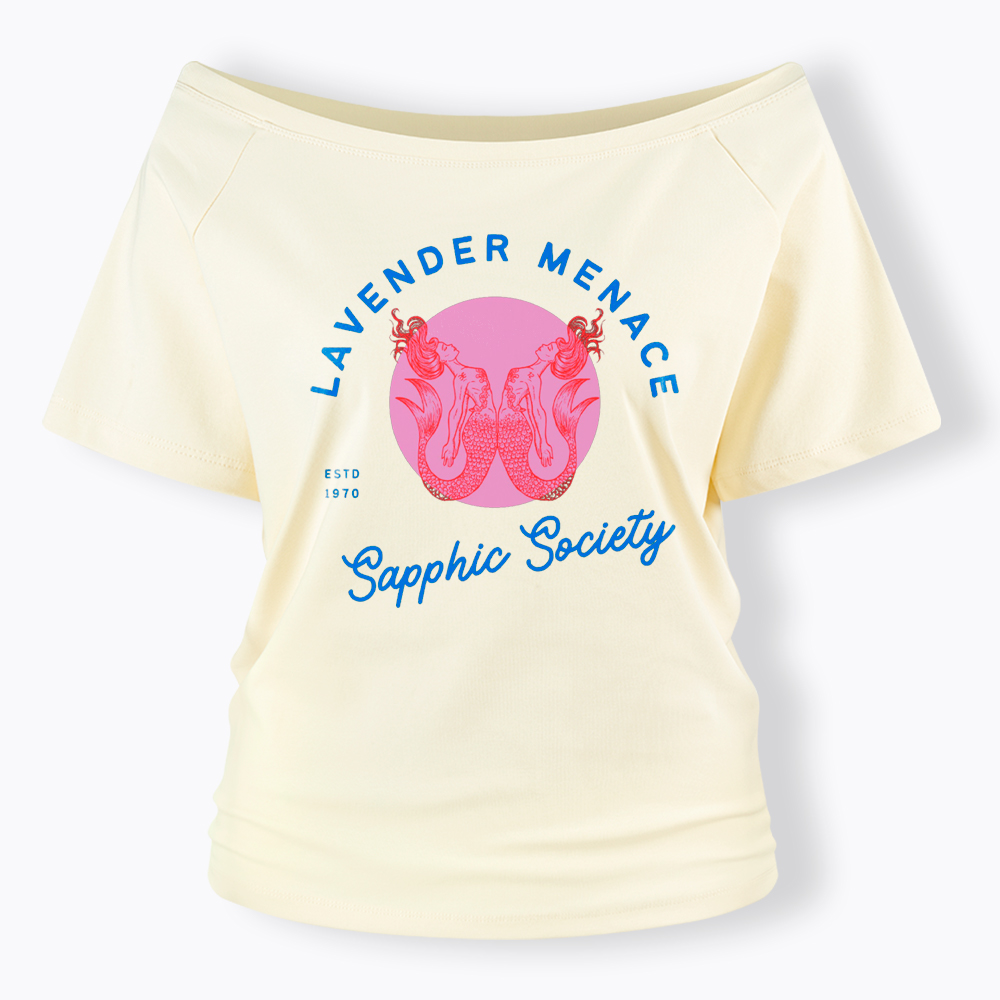 Lavender Menace Subtle Lesbian Off Shoulder T-Shirt