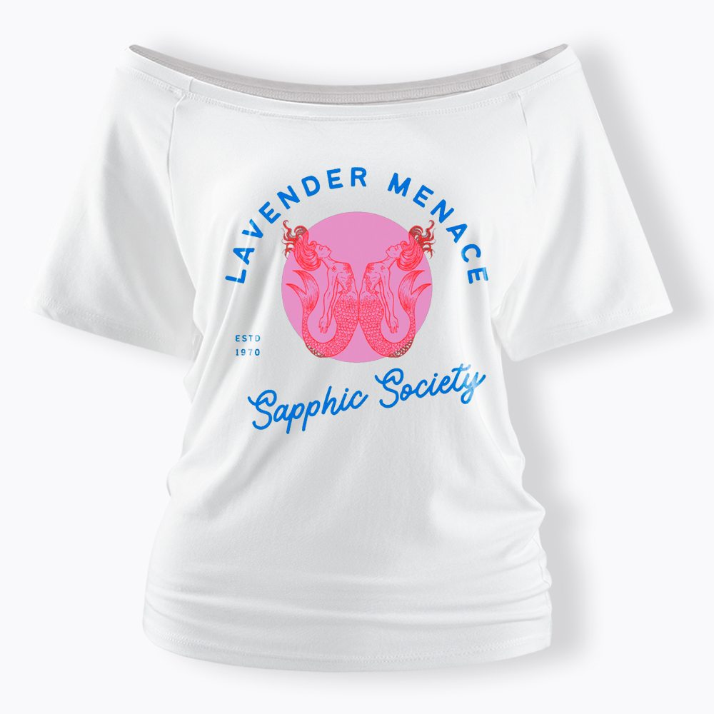 Lavender Menace Subtle Lesbian Off Shoulder T-Shirt