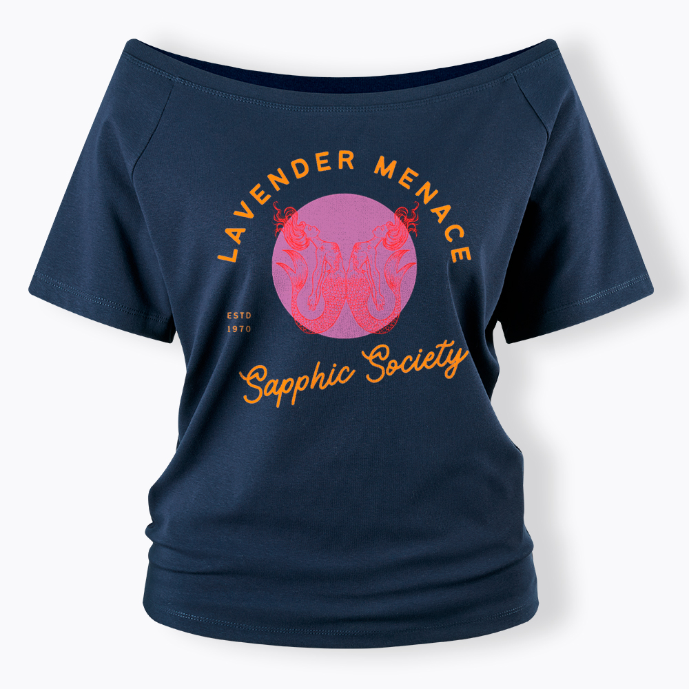 Lavender Menace Subtle Lesbian Off Shoulder T-Shirt