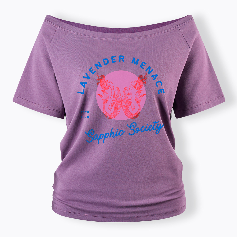 Lavender Menace Subtle Lesbian Off Shoulder T-Shirt