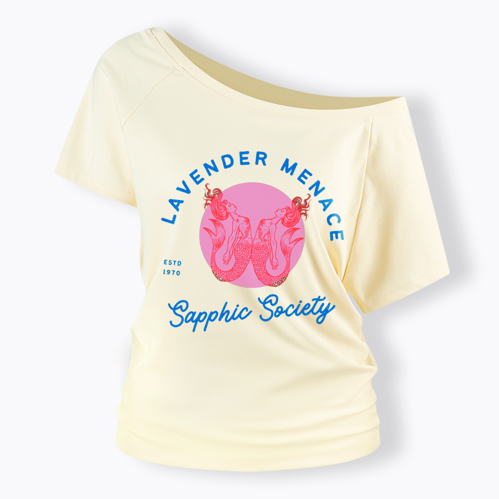 Lavender Menace Subtle Lesbian Off Shoulder T-Shirt