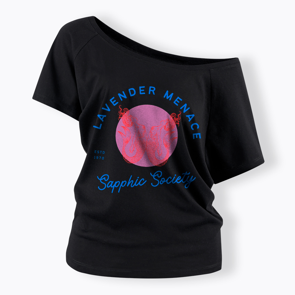 Lavender Menace Subtle Lesbian Off Shoulder T-Shirt