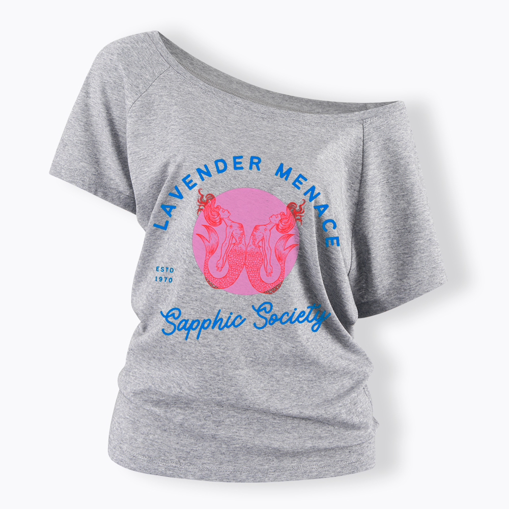 Lavender Menace Subtle Lesbian Off Shoulder T-Shirt