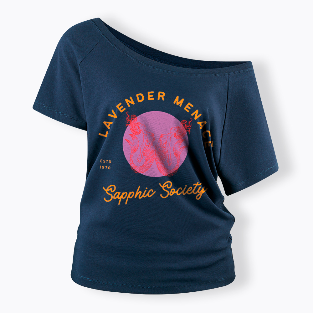 Lavender Menace Subtle Lesbian Off Shoulder T-Shirt