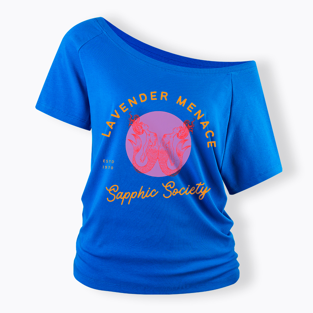 Lavender Menace Subtle Lesbian Off Shoulder T-Shirt