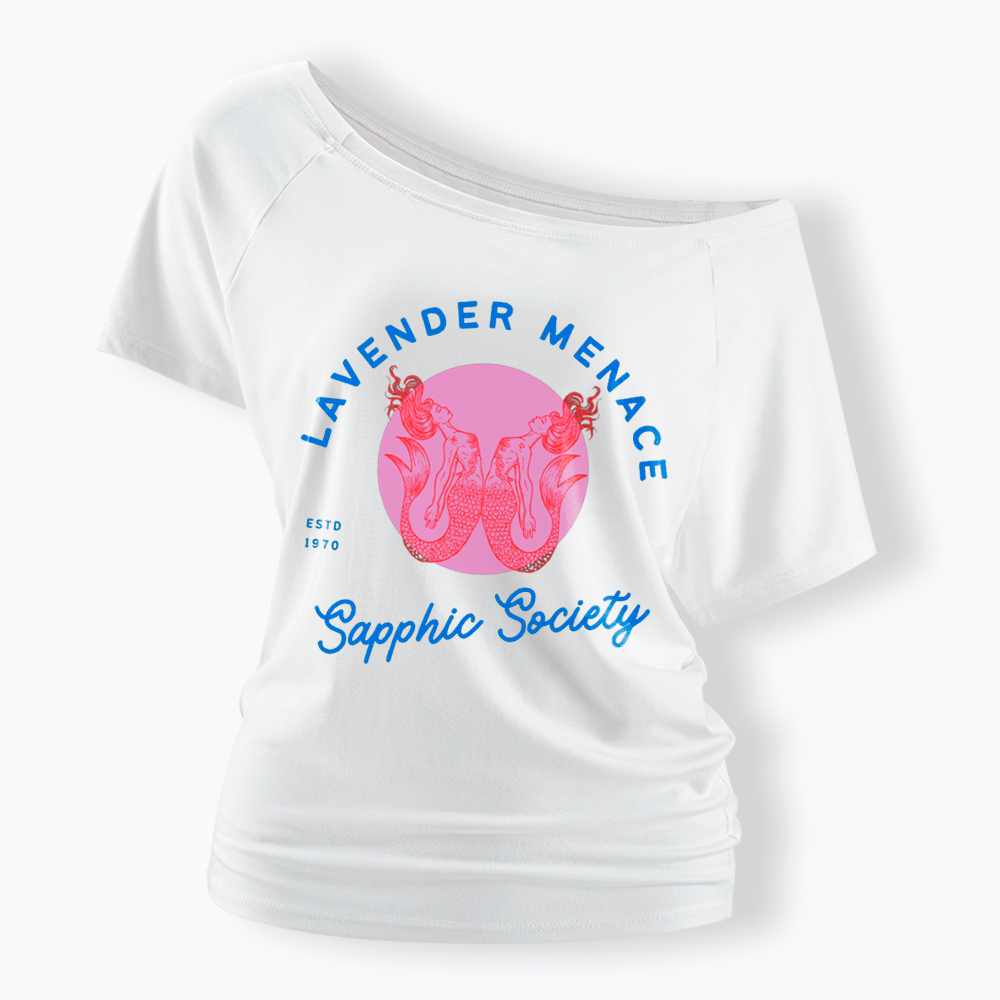 Lavender Menace Subtle Lesbian Off Shoulder T-Shirt