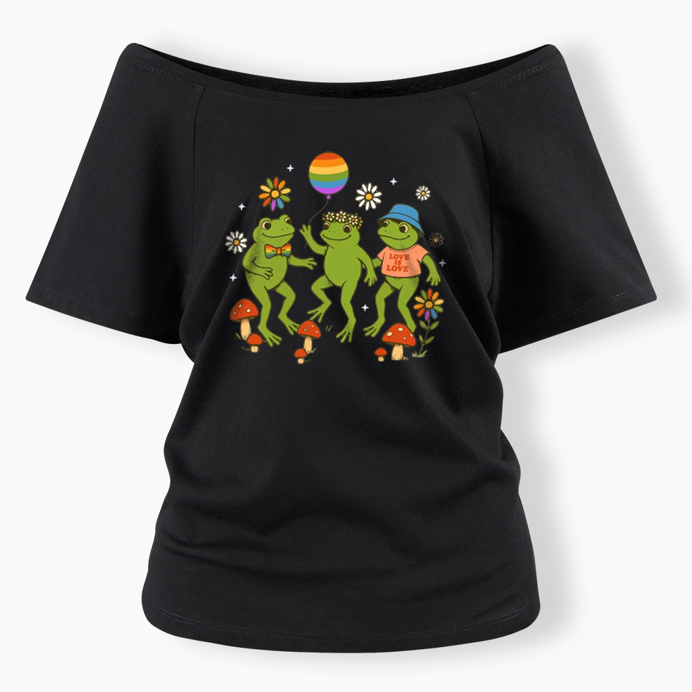 Funny Frog Pride Off Shoulder T-shirt
