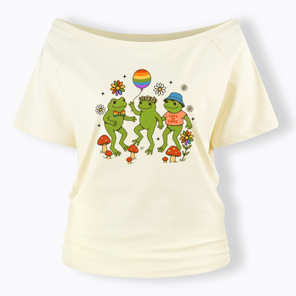 Funny Frog Pride Off Shoulder T-shirt